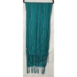 Vintage Metallic Scarf Green 15”x72”